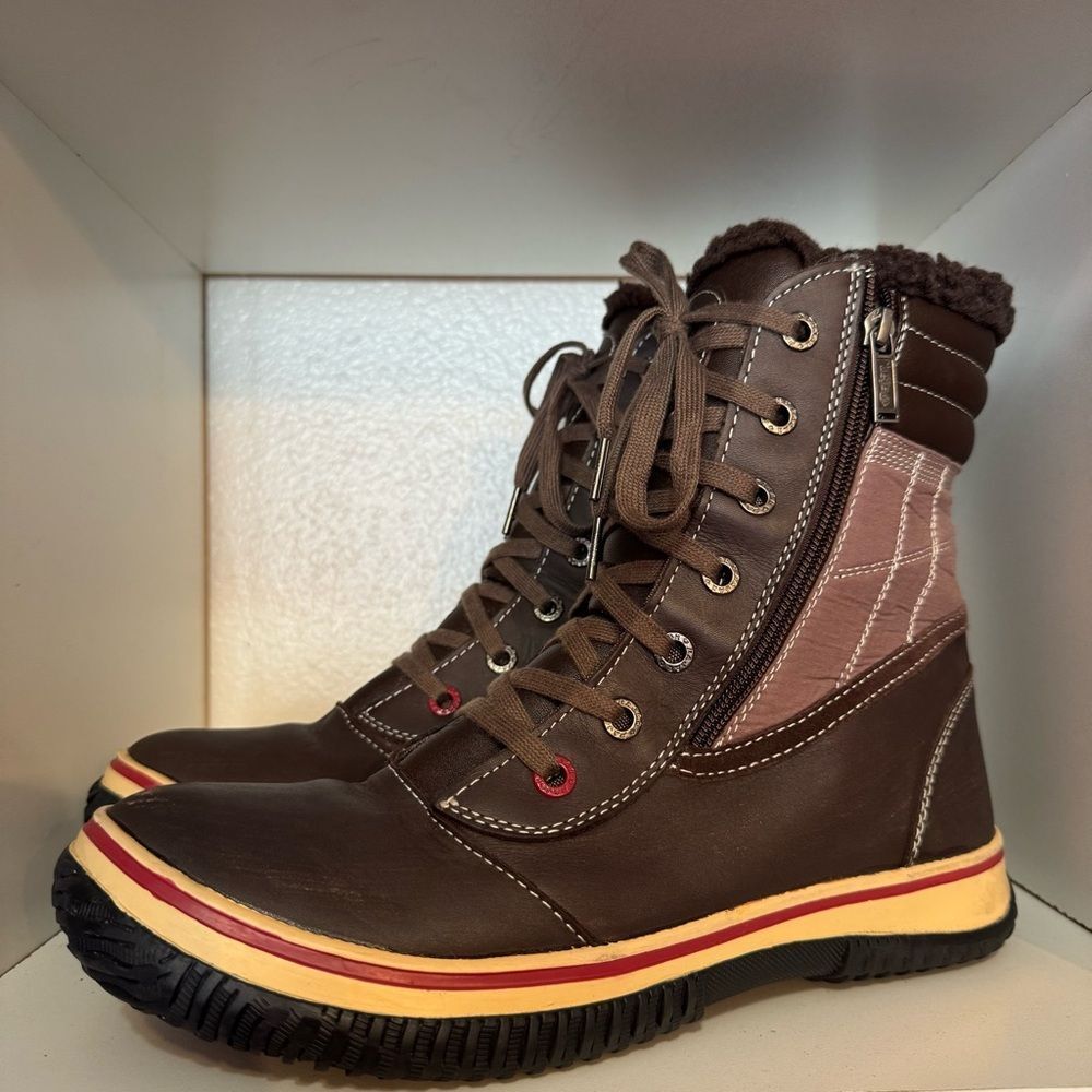 Pajar Brown Winter Snow Boots Faux Fur Lined Lace Up 10-10.5 Cozy Cabin Outdoor